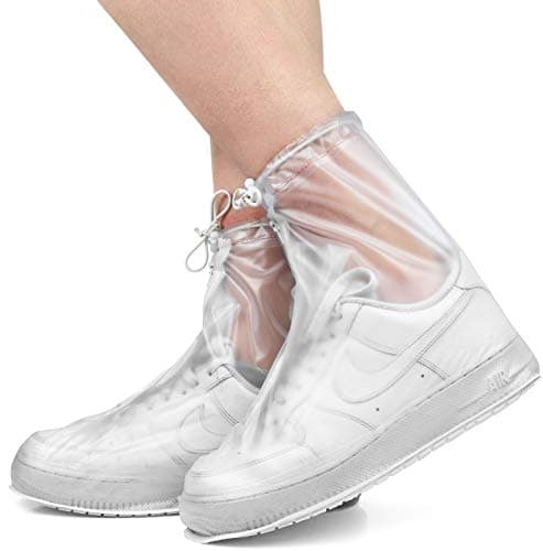 Rain Shoe Covers Waterproof Reusable Galoshes Overshoes (Clear, X-Large)