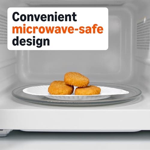 Amazon Basics 9" Uncoated White Paper Plates, Microwave Safe, 100 Count