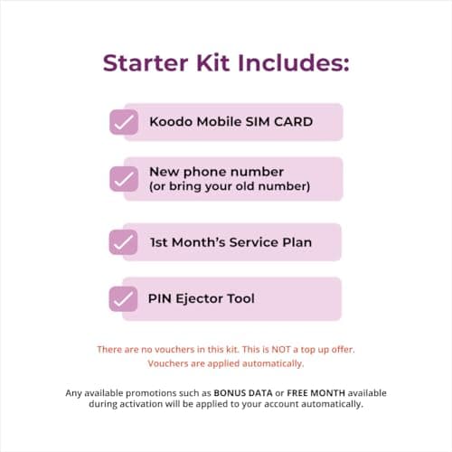 Koodo Mobile 4G LTE Prepaid 40$ SIM Card Starter Kit - Unlimited Talk Canada + 30 GB (4G Network) | 1 Month Prepaid Service Incl. | Pay as You go | Canada — view 3