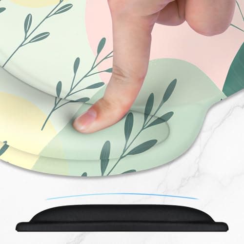 ITNRSIIET Ergonomic Mouse Pad with Comfort Gel Wrist Rest, Non-Slip PU Base, Smooth Textured Surface, Reduces Hand Fatigue & Wrist Pain, 220 x 180 mm for Office Gaming Home, PastelFoliage — view 3