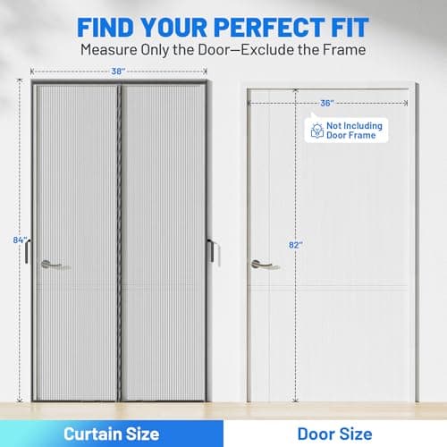 Heavy Duty Magnetic Screen Door Mesh - Auto-Sealing Door Net Screen with 50 Magnets, Pet & Kid Friendly, PET Fine Mesh Doors Screens Keep Bugs Out Fits Front Doors Size 36"x82" - Screen Size 38"x84" — view 6