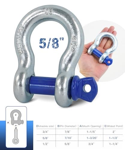 Krytonel 4 Pack 5/8" D Ring Shackles with 3/4" Screw Pin, 42,000 lbs Break Strength, Heavy Duty Off-Road Recovery for Tow Strap, Winch, Jeep, Truck — view 4