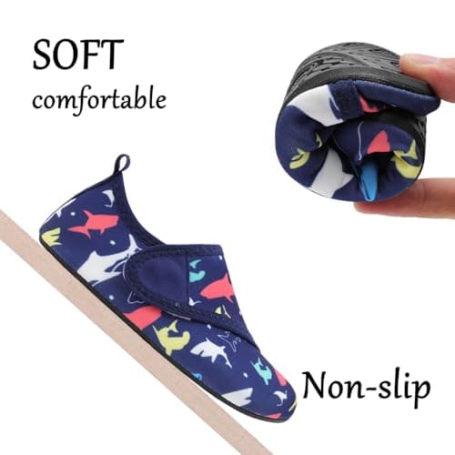 JOINFREE Girls and Boys Beach Water Shoes Kids Summer Walking Swimming Shoes BlueRedShark 1-2 Big Kid — view 3