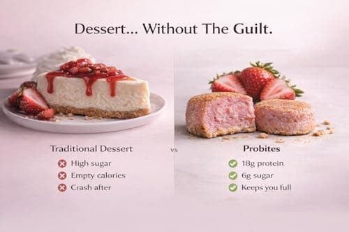 Probites Protein Bites - High Protein Snack, Low Sugar, Collagen + Whey Isolate, Healthy Dessert Alternative, 10 Pack - Strawberry Cheesecake Flavor — view 3
