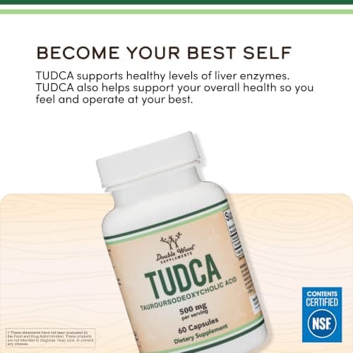 TUDCA Bile Salts Liver Support Supplement, 500mg Servings, Liver and Gallbladder Cleanse Supplement (60 Capsules, 250mg) Genuine Bile Acid TUDCA with Strong Bitter Taste by Double Wood — view 5