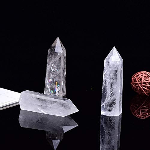 Runyangshi Clear Quartz Natural Healing Crystal Wands 6 Faceted Single Point Crystals Prism Wand for Meditation Reiki Chakra Therapy Home Decor Gift 2"-2.4" — view 3