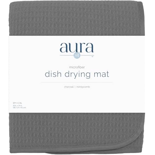 S&T INC. Dish Drying Mat XL, 18” x 24”, Absorbent Microfiber Kitchen Counter Mat, Dish Drying Pad for Dishes, Utensils, Pots and Pans, Extra Large, Charcoal — view 8
