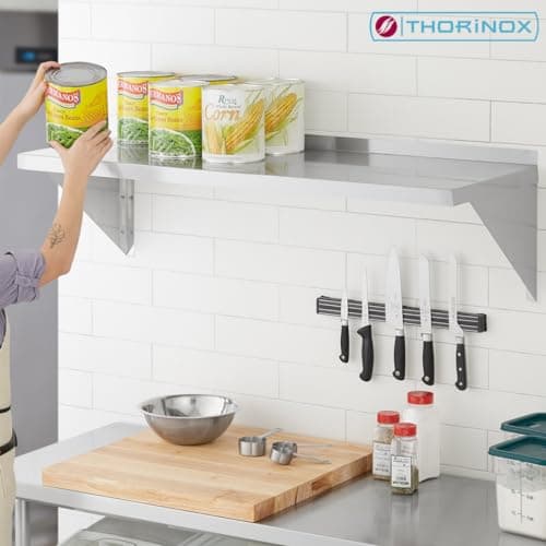 THORINOX TWSS Stainless Steel Wall Mount Shelf - Commercial Grade - Vibration Insulation - NSF Certified - Ideal for Restaurant, Institution Kitchen, Laboratory, Garage (12X60) — view 3