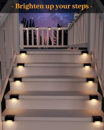 CANASUN Solar Deck Lights 16 Pack Solar Fence Light Solar Powered Outdoor Step Light IP65 Waterproof LED Pathway Light for Deck Fence Railing Garden Patio StairYard (Warm Light) — view 2