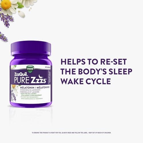 Vicks ZzzQuil PURE Zzzs Melatonin Sleep Aid Gummies with Chamomile, Lavender, & Valerian Root, 1mg per gummy, 24 Count — view 4