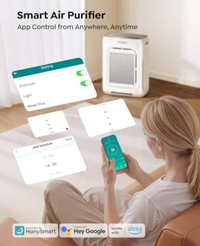 Air Purifier for Home Large Room up to 3000Ft², HEPA Air Purifier with Washable Double-Sided Filters, Smart WiFi, AQI Display, Air Cleaner for Pets, Allergies, Dust, Pollen, 15dB Sleep Mode, Fragrance — view 4