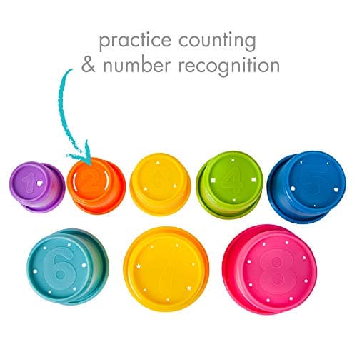 The First Years Stack & Count Stacking Cups - Colorful Baby Stacking Water Toys Set - Stackable Cups for Learning - Baby Bath Toys - Toddler Water Table Toys - 8 Count — view 4