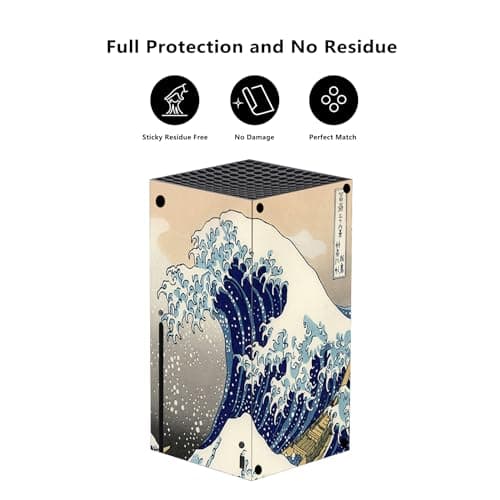 PlayVital The Great Wave Custom Vinyl Skins for Xbox Series X, Wrap Decal Cover Stickers for Xbox Series X Console Controller — view 2