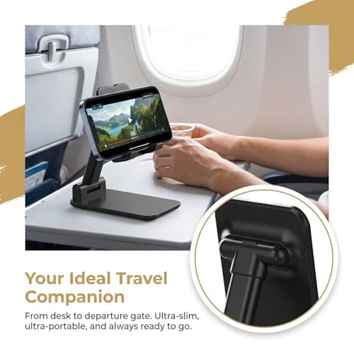 OGMAPLE Phone Stand for Desk Cell Phone Holder Stands for iPhones, Black — view 3