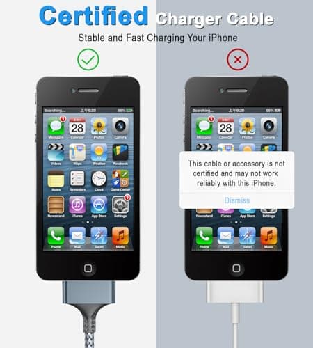 Herfair 2Pack USB to 30 Pin Charger Cable Nylon Braided USB Charging Cord Compatible with iPhone 4/4s/3G/3GS & iPad 1 2 3 & iPod Touch 4 3 2 1 Classic/Nano 2 3 4 5 6 (3FT) — view 2