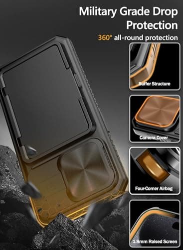 Vihibii for iPhone 15 Pro Max Case with Card Holder (4 Cards), Built-in 2X Privacy Screen Protector & Slide Camera Cover & Kickstand, Military Grade Drop Protection, Rugged Wallet Case, Black — view 5