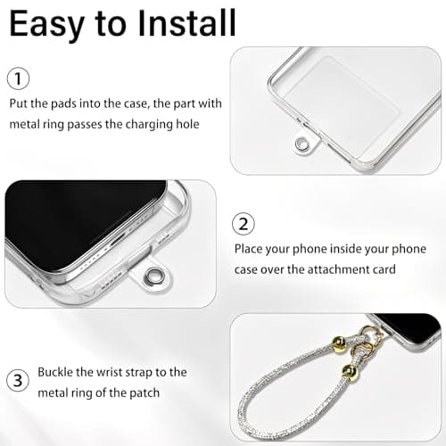 CCSmall Rhinestone Phone Charm Wrist Strap Detachable Diamond HL Silver — view 2