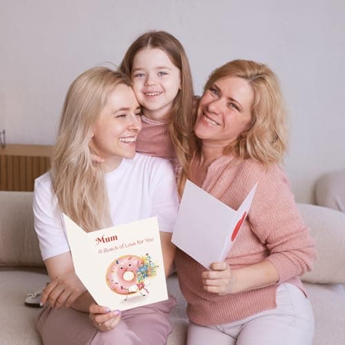 HOMANGA Mothers Day Card for Mom, Mothers Day Gift from Son or Daughter, Cute Donut Flower Design, Heartfelt Happy Mother's Day Greeting Card with Envelope — view 3