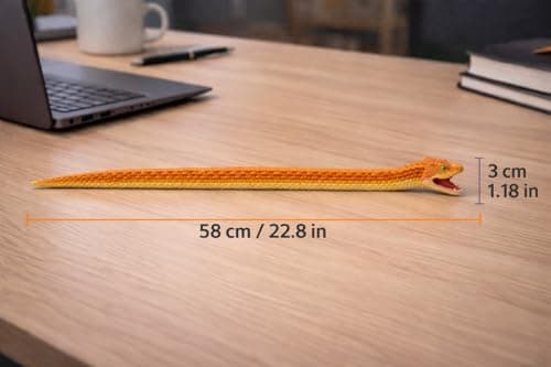 Articulated Crystal Snake – 3D Printed Flexible Snake Figurine, 58 cm (23 in) Poseable Serpent with Movable Mouth, Realistic Eyes, Fantasy Desk Decor (Ages 14+), (Gold) — view 2