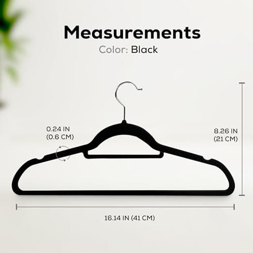 Utopia Home Velvet Hangers 20 Pack – Premium Hangers with Tie Bar - Black — view 3