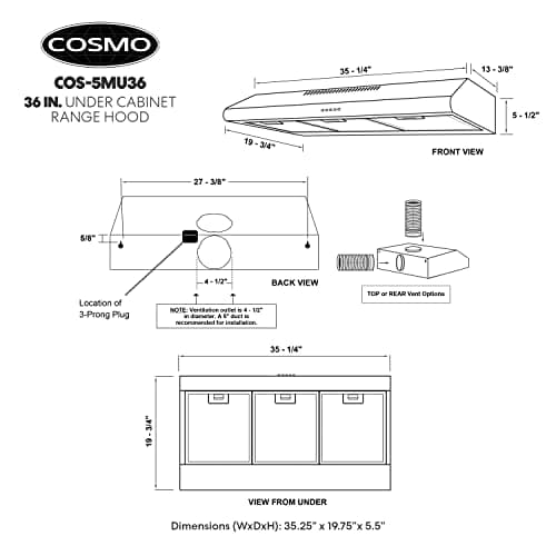 36 in. Delta Coll Ducted Under Cabinet Range Hood, Mesh Filters, Stainless — view 4