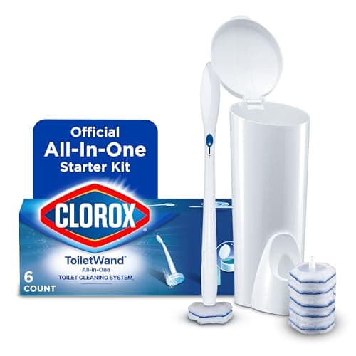 Clorox 03191CT Toilet Wand Disposable Toilet Cleaning Kit: Handle, Caddy & Refills, White (Case of 6)