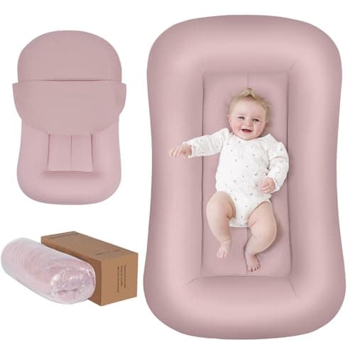 Baby Lounger for Newborn 0-24 Months, Infant Support Cushion Compliant with 16 CFR 1243, Soft Cotton Portable Infant Lounger for Supervised Awake Time, Washable Cover (Pink), Pallet of Product