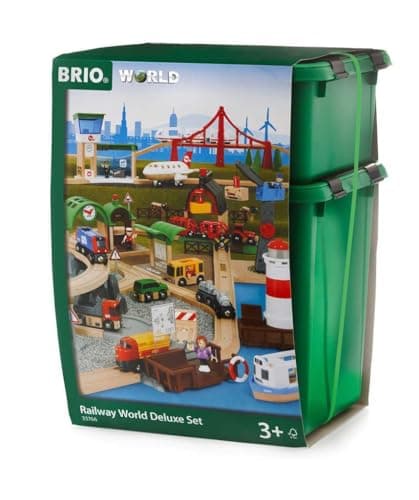BRIO World Railway World Deluxe Set - 106-Piece FSC-Certified Wood and Accessory Train Set - Works with All Wooden Train Sets - Includes Tracks, Vehicles, Bridge & More - Kids Ages 3 & Up — view 3