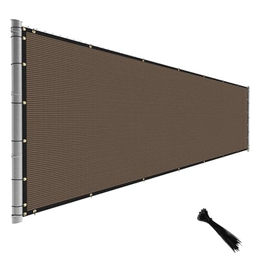 TANG Fence Privacy Screen Brown 5 Feet x 25 Feet Outdoor Shade Cloth with Grommets, 150 GSM Temporary Fence Cover with Zipties Mesh Netting Fences Blockage for Backyard Garden Patio Chain Link