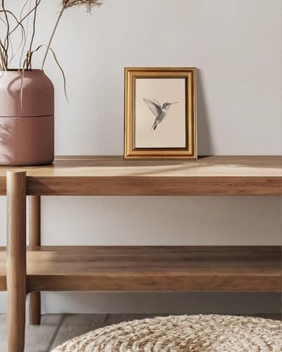 VIYYIEA Vintage Gold Framed Wall Art, Sketch Birds Canvas Painting, Cute but Exquisite Wall Decor, No Glass No Glare, Suitable for Bedside Tables, Foyer, Bookshelves,【Hummingbird】-10L x 8W — view 4