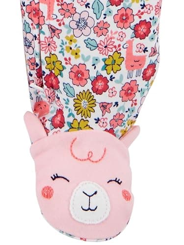 Simple Joys by Carter's Girls' 2-Pack Cotton Footed Sleep and Play, Pink Bears/Floral, 3-6 Months — view 3