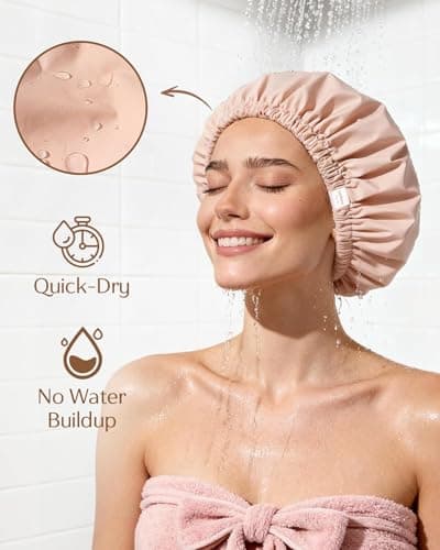 Yanibest Satin Lined Shower Cap for Women Reusable Waterproof