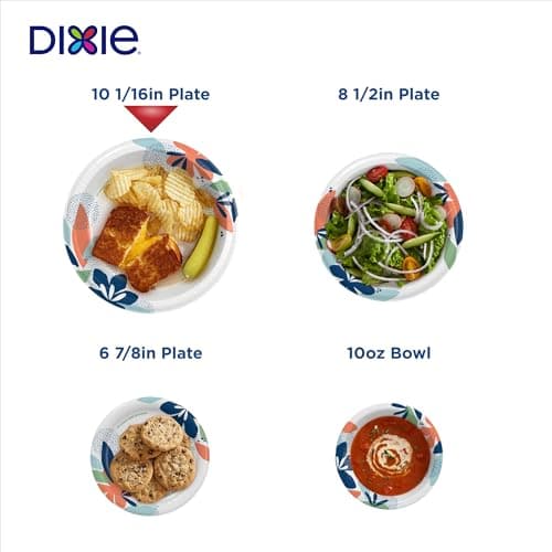 Dixie Large Paper Plates, 10 Inch, 54 Count, 2X Stronger*, Microwave-Safe, Soak-Proof, Cut Resistant, Disposable Plates For Everyday Breakfast, Lunch, & Dinner Meals — view 6