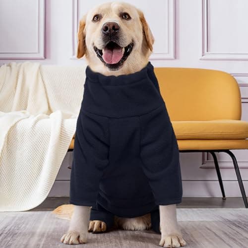 ROZKITCH Dog Fleece Jacket, Pet Windproof Warm Cold Weather Jacket Vest Cozy Jumpsuit Apparel Outfit Clothes for Medium Large Dog Walking Hiking Sleep Blue XL — view 6