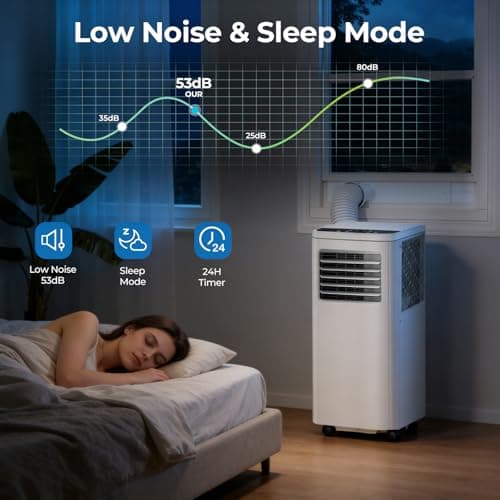 Havato 8,000 BTU Portable Air Conditioner with Cooling Dehumidifier Fan, Cools Room up to 350 sq ft, 3-in-1 AC Unit with Remote & Touch, 2 Speeds, 24H Timer, LED Display, Includes Window Kit, White — view 3