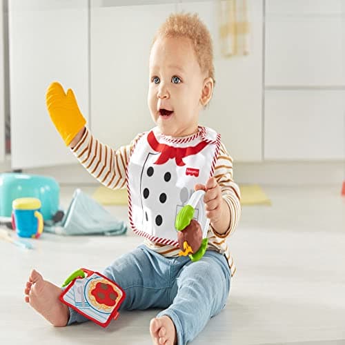 Fisher-Price Gift Set 4 cooking-themed baby toys with wearable bib and teether for babies ages 3 months and older, Fisher-Price Cutest Chef — view 2