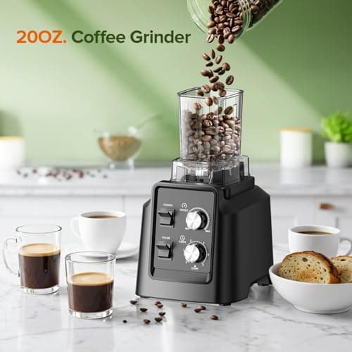 Blender, 1800W Blender with Grinder - 6-Blade Professional Smoothie Blenders for Kitchen, Crushes Ice, Self-Cleaning, 68oz & 20oz Jars Dishwasher Safe, for Baby Food, Nut Butter — view 4