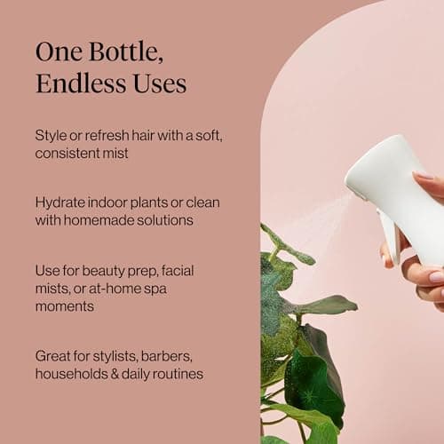 Kitsch Continuous Spray Bottle for Hair – Fine Mist Water Mister & Water Spray Bottle – Recycled Hair Spray Bottle – Spray Bottles for Cleaning, Styling, Plants & More – White, 150ml — view 5