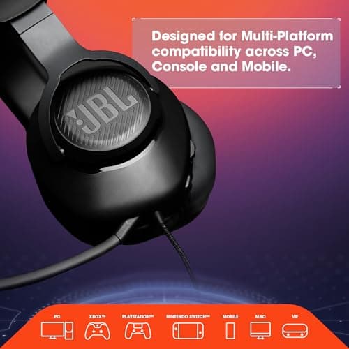 JBL Quantum 100 - Wired Over-Ear Gaming Headphones - Black, Large — view 2