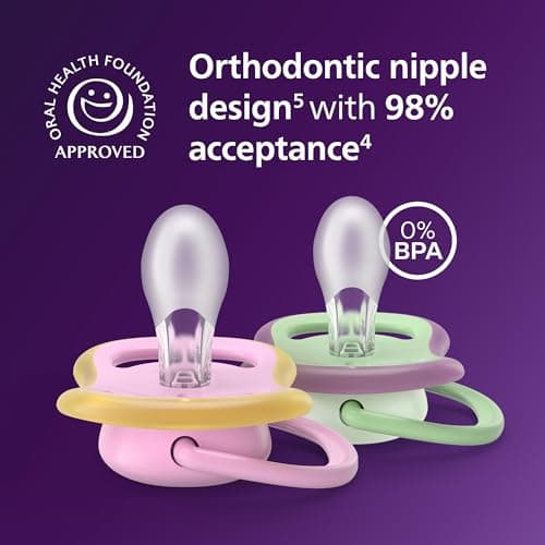 Philips Avent Ultra Air Day & Night Pacifiers - Orthodontic Design, for Babies 6-18 Months, Glow-in-the-Dark Version, Soft Silicone Symmetrical Nipple, BPA-free, 2 Sterilizing Cases, 4 Pack, SCF087/32 — view 2