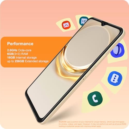 Zolykool A3 4G Unlocked Android Phones 6.6” HD+ Display Android 12 Smart Phone Octa-Core 6(3+3)+16GB/256 TF Dual SIM Unlocked Cell Phone 13MP Smartphones Unlocked Face ID Cheap (Gold) — view 5