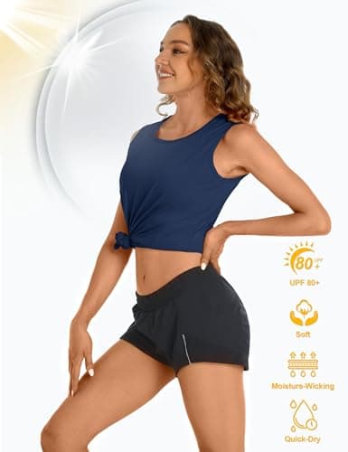 TACVASEN Womens Workout Shirts Sleeveless Athletic Yoga Tank Tops Quick Dry Running Shirts Activewear Gym Top Exercise Shirts Fitness Shirts UPF 50+ Sun Protection Shirts Navy — view 5