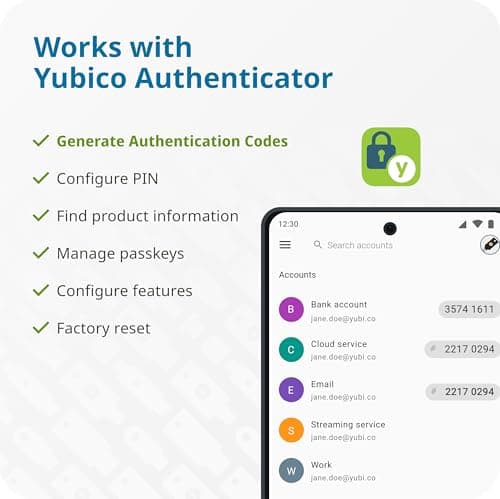 Yubico - YubiKey 5 NFC - Multi-Factor authentication (MFA) Security Key and Passkey, Connect via USB, FIDO Certified - Protect Your Online Accounts (USB A - NFC) — view 7