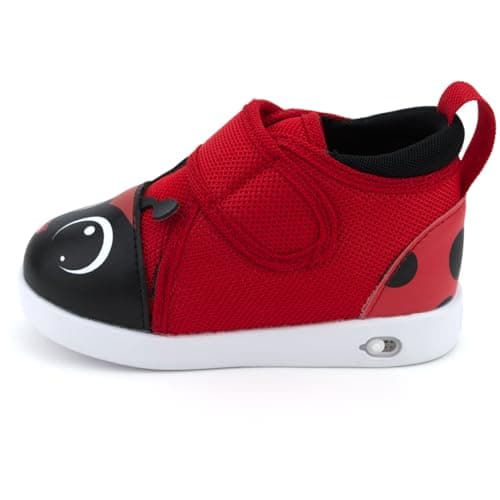 ikiki Squeaky Toddler Shoes V2 with On/Off Squeaker Switch, Red Ladybug V2, 9 Toddler
