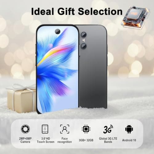 Pdfbenli Mini Phone for Kids, Unlocked 4G Mini Smartphone, 3GB+32GB, 2800Mah, 3.0 Inch Eye Protection Screen, GPS, Dual SIM, Face ID, Android 10.0, Boys Girls 7-12 Birthday Gifts (Black)
