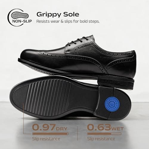 Bruno Marc Men's Brogue Wingtip Oxfords, Full Grain Leather Dress Shoes Flexible Forefoot for Work & Business Comfort Lightweight Lace Classic Formal Shoes,Size 11,Black,SBOX26008M — view 6