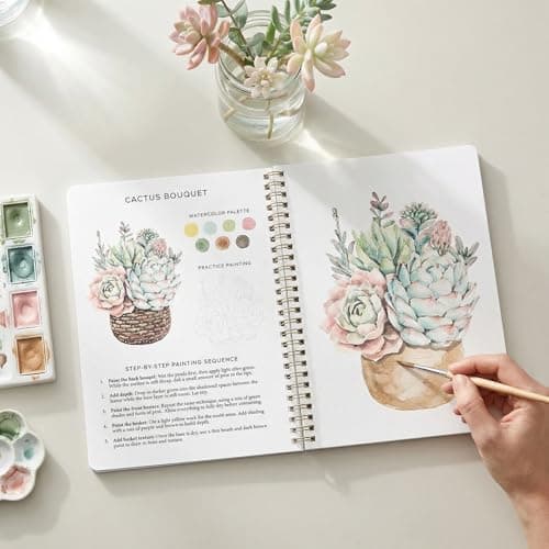 Beautiful Watercolor Book for Beginners - Guided Watercolor Painting Workbook w 12 Botanical Designs on Premium Paper - Relaxing Watercolor Activity Book for Adults & Perfect Art Gift for Women — view 4
