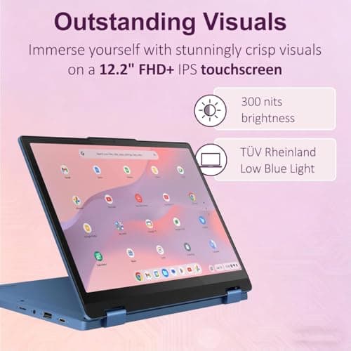 Lenovo IdeaPad Flex 3i Chromebook 2-in-1 Laptop (12.2" FHD+ Touchscreen, Intel N100, 4GB DDR5 RAM, 64GB eMMC + 64GB SD Card) for Home & Students, NFC, Lightweight, Long Battery Life, Chrome OS, Blue — view 2