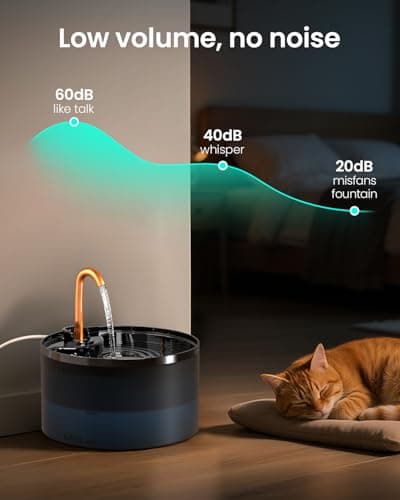 MISFANS Cat Water Fountain, 71oz/2.1L Cat Fountain, Automatic Pet Water Fountain with Ultra-Quiet Pump, Dog Drinking Fountains with 1 Filter & 1 Sponge,Water Dispenser Indoor-Suitable Multiple Pets — view 5