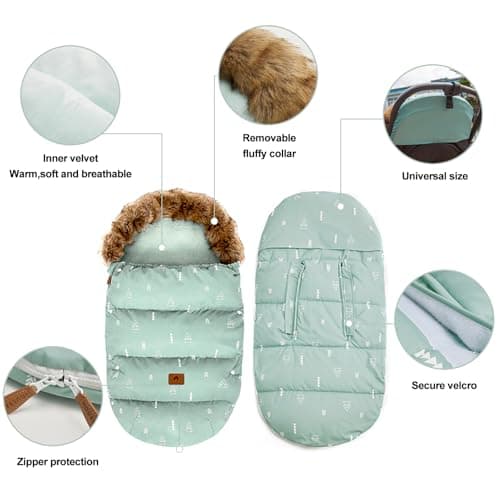 HOUSBAY Baby Stroller Bunting Bags Stroller Footmuff Universal Sleeping Bag Winter Outdoor Hooded Bunting Bag Windproof and Water-Resistant Suitable Below 5 ℃ — view 3